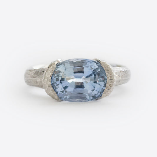 Light Blue Sapphire Ring in Platinum