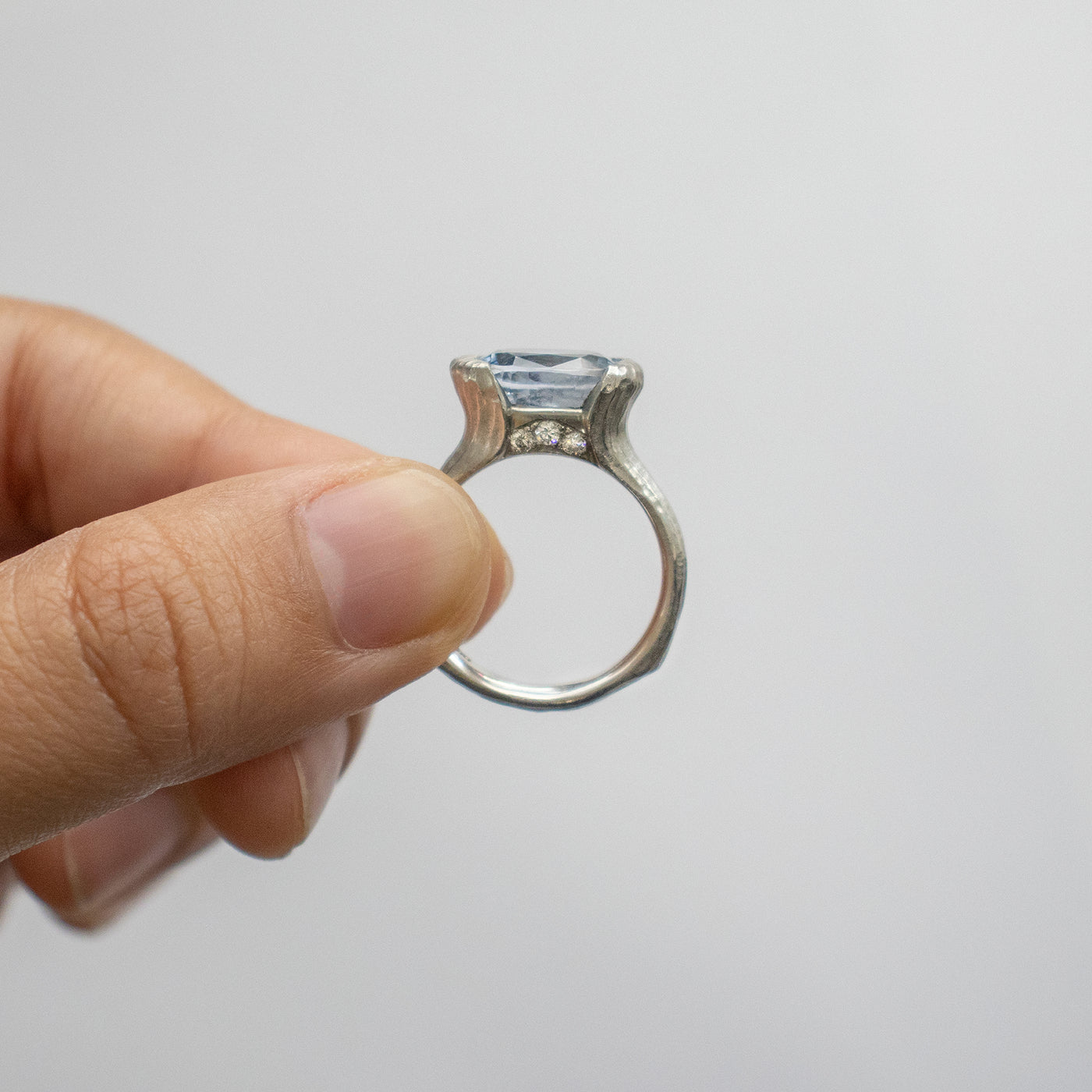 Light Blue Sapphire Ring in Platinum
